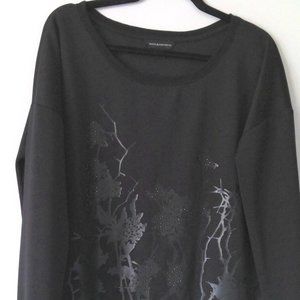 Rock and Republic Black Botanical Print Top